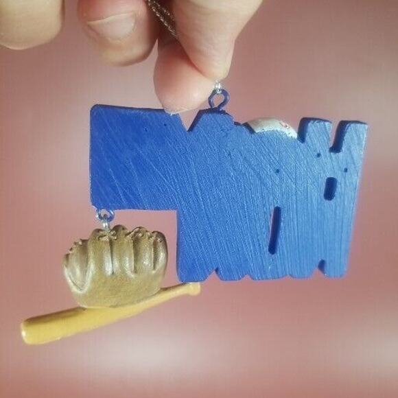 Robert Stanley Glass Ornament Baseballs, Home Run Bat Glove Christmas Lot Of 3 - Picture 14 of 14